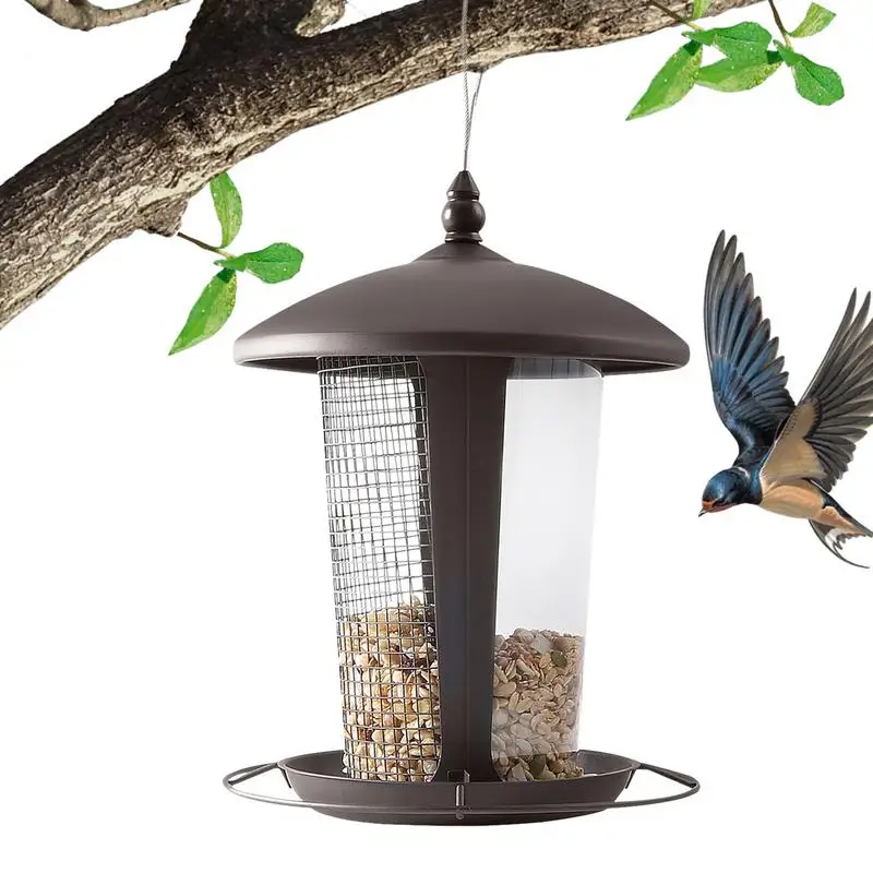 

Bird Feeder Hanging Pet Food Dispenser Multiple Holes Squirrel Proof metal Automatic Parrots Feeder Outdoor Birds Supplies