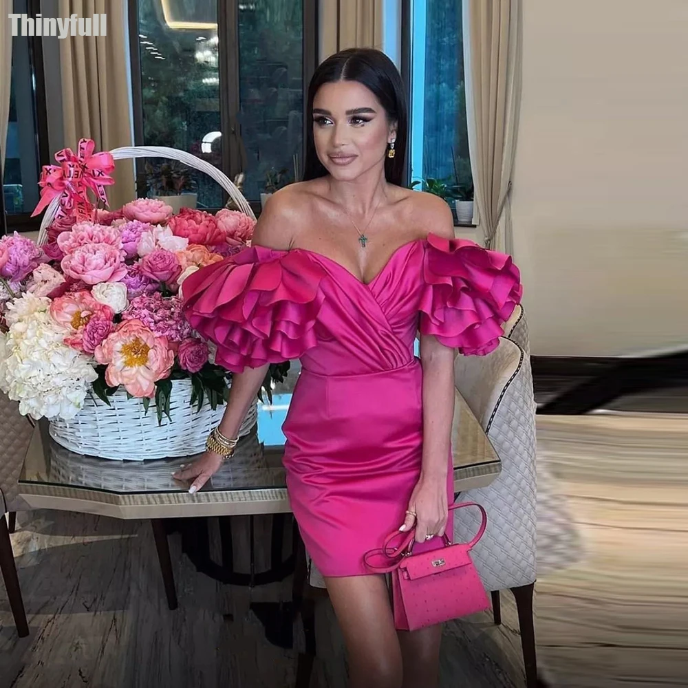 Thinyfull Fuchsia Short Mermaid Prom Dresses Off Shoulder Evening Party Dress Robe De Soirée Satin Ruffles Pleat Formal Gown
Thinyfull Fuchsia Short Mermaid Prom Dresses Off Shoulder Evening Party Dress Robe De Soirée Satin Ruffles Pleat Formal Gown