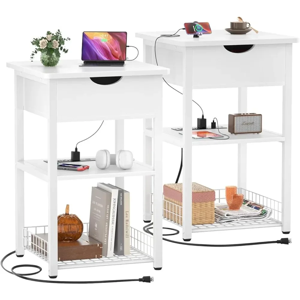 Nightstand Set of 2 with Charging Station,End Table Side Table with USB Ports and Outlets,Modern Flip Night Stands with Shelves
Nightstand Set of 2 with Charging Station,End Table Side Table with USB Ports and Outlets,Modern Flip Night Stands with Shelves