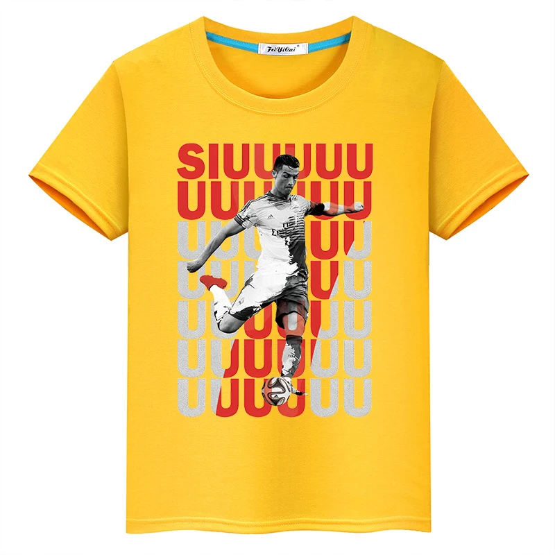 Ronaldo printed children's clothing children's summer short-sleeved yellow T-shirt boys and girls casual tops
Ronaldo printed children's clothing children's summer short-sleeved yellow T-shirt boys and girls casual tops