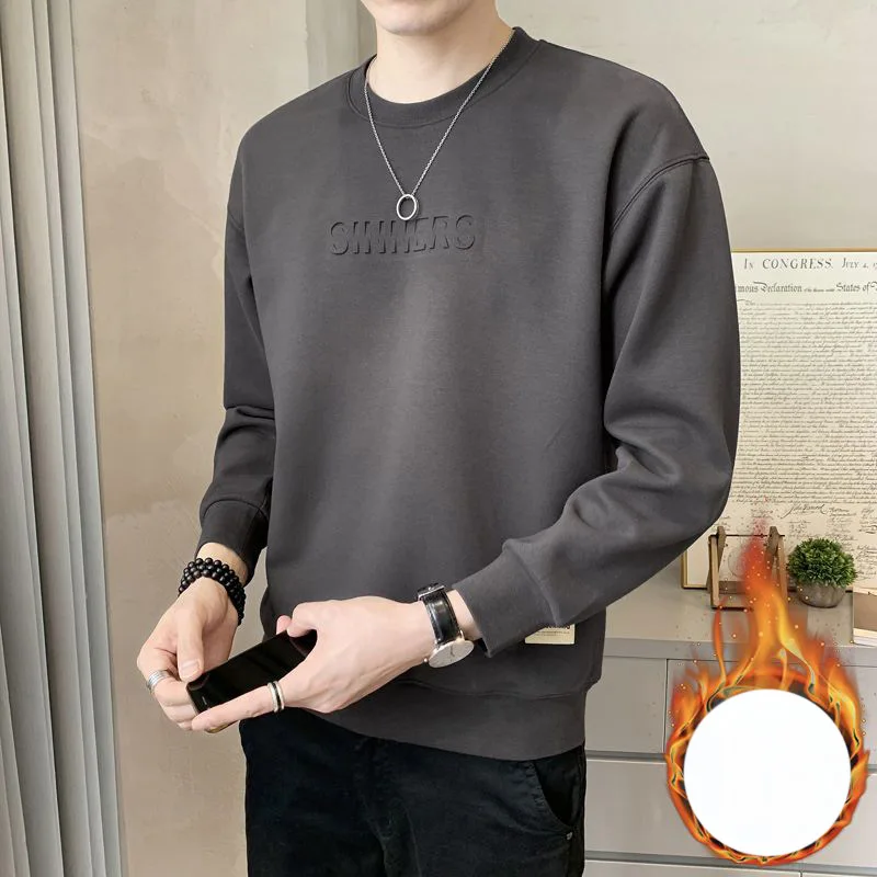 

Autumn Winter KPOP Fashion Style Harajuku Slim Fit Tops Loose Casual All Match Ropa Hombre Insert O Neck Long Sleeve Sweatshirt