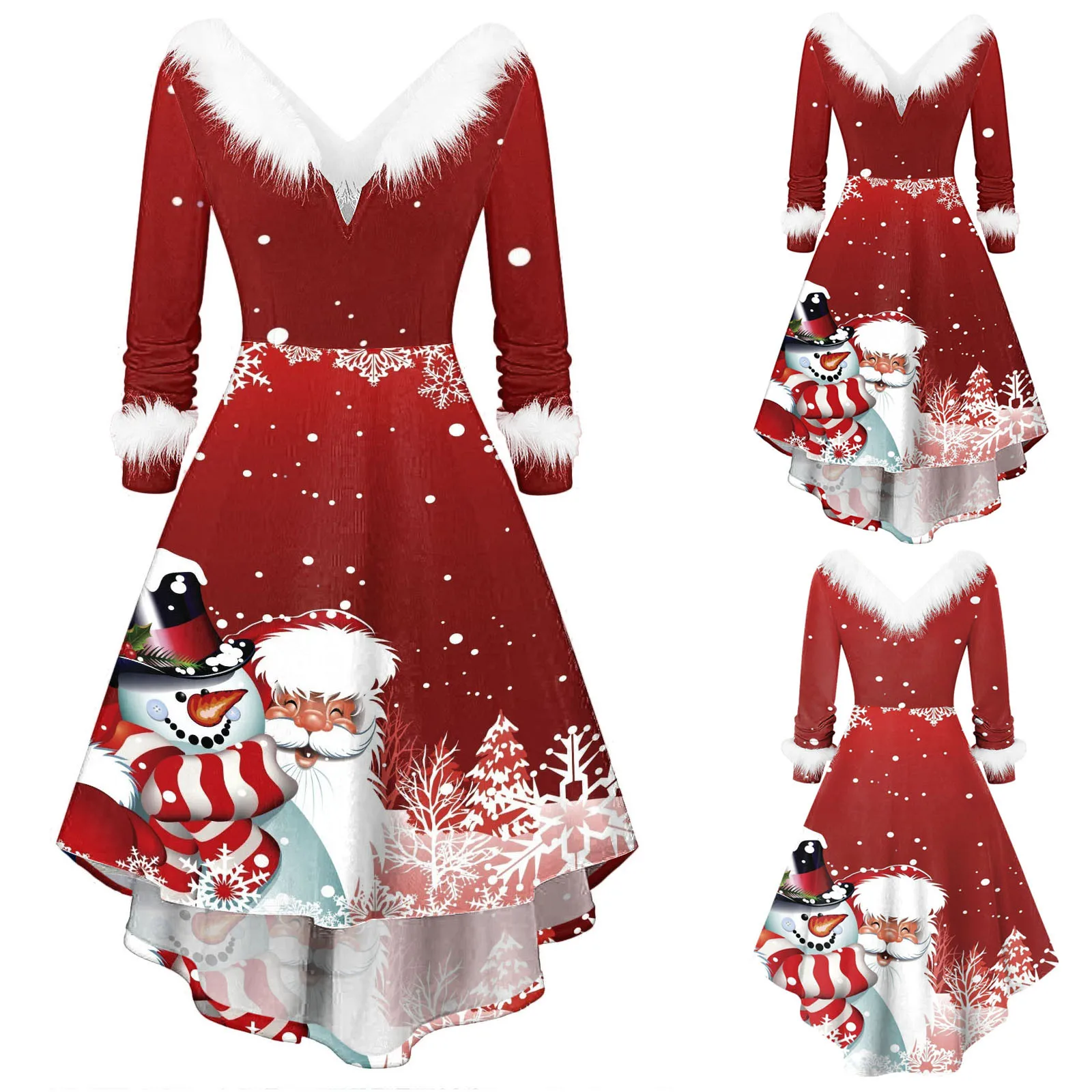 Faux-Plush V Neck Satin Swing Dress for Women Long Sleeve Elegant Lace Up Christmas Dress Snowman Print Sexy Backless Sundress
Faux-Plush V Neck Satin Swing Dress for Women Long Sleeve Elegant Lace Up Christmas Dress Snowman Print Sexy Backless Sundress