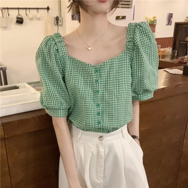 Женская Летняя Повседневная блуза ZZ2030 в клетку с коротким рукавом-фонариком и квадратным вырезом
Женская Летняя Повседневная блуза ZZ2030 в клетку с коротким рукавом-фонариком и квадратным вырезом