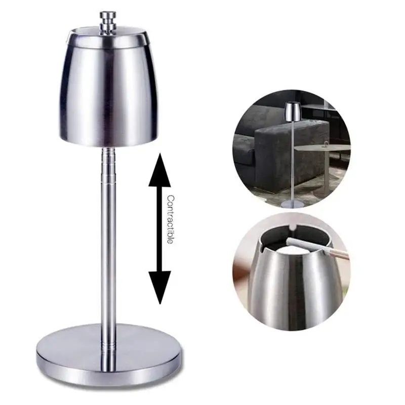 

Steel Stainless Vertical Smoking Floor Ashtray Rotating W/ Telescopic 600ml Ashtray Ashtrays Cigarette Detachable Standing Lid