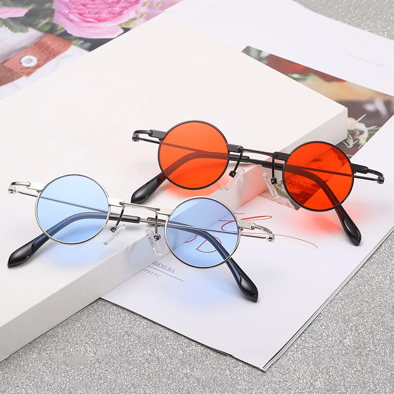 Фото Маленькие круглые солнцезащитные очки для женщин и мужчин UV400 металлические