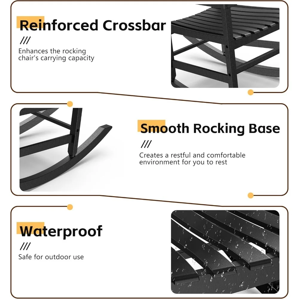 patio rocking chair outdoor set of 2,weather resistant poly resin oversized porch rocker,high back smooth design,350lb weight ca patio rocking chair outdoor set of 2,weather resistant poly resin oversized porch rocker,high back smooth design,350lb weight ca