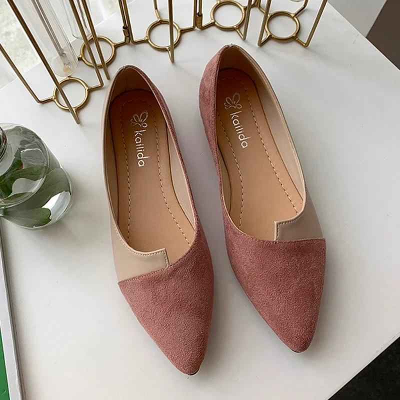 

2023 New Women Shoes Fashion Splice Color Mule Flats Pointed Toe Ballerina Ballet Flat Slip on Shoe Loafers Size 35-41