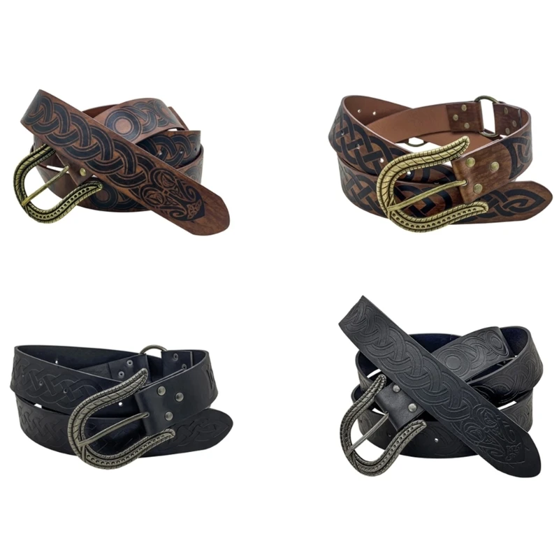 

Stylish Knight Waistband with Medieval Patterns Crafted with Faux Leather Adjustable Suitable for Fashion Enthusiasts