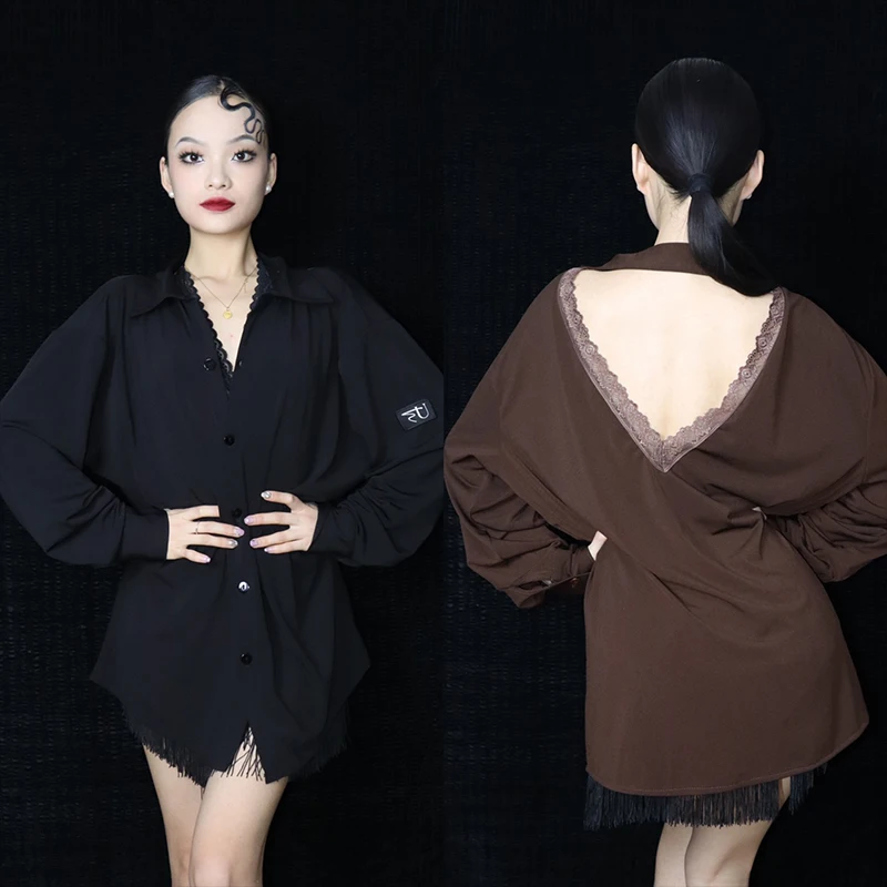 Lace Latin Dance Shirt Women Loose Practice Clothes Long Sleeves Latin Tops Salsa Rumba Ballroom Dance Performance Wear DNV17516
Lace Latin Dance Shirt Women Loose Practice Clothes Long Sleeves Latin Tops Salsa Rumba Ballroom Dance Performance Wear DNV17516