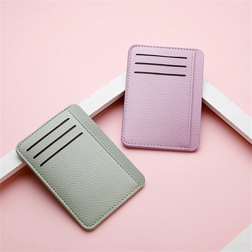 

Fashion Slim Minimalist Wallet PU Leather Credit Card Holder Short Purse Leather ID Card Case Solid Color Multi Slot Card Cover