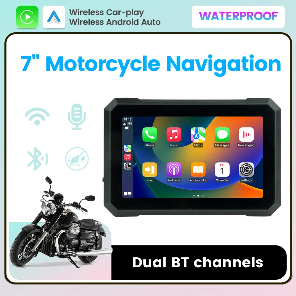 Portable 7inch Motorcycle GPS navigator Moto Multimedia Wireless Carplay Android Auto IPX7 Waterproof Dual BT Siri Voice Control
Portable 7inch Motorcycle GPS navigator Moto Multimedia Wireless Carplay Android Auto IPX7 Waterproof Dual BT Siri Voice Control