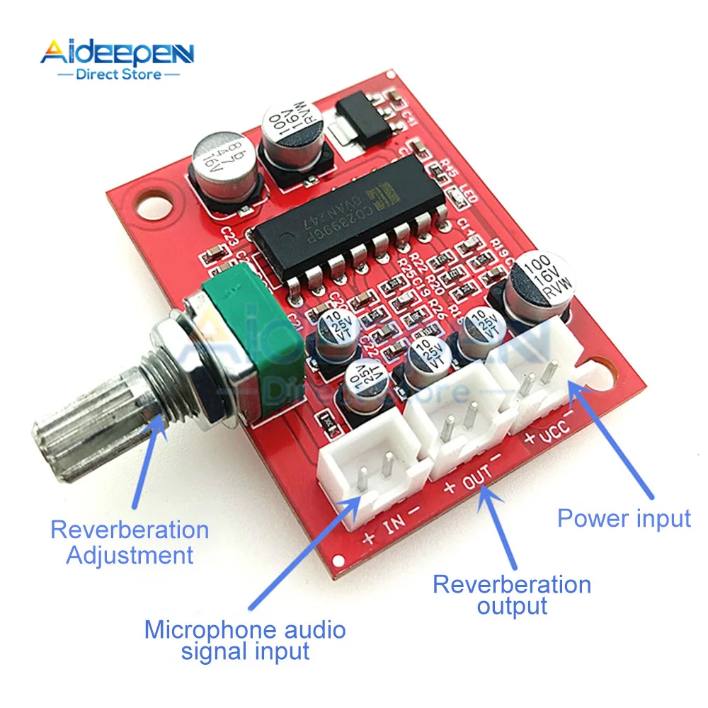 DC 5-15V CD2399 PT2399 Microphone Reverb Plate Reverberation Board No Preamplifier Function Module
DC 5-15V CD2399 PT2399 Microphone Reverb Plate Reverberation Board No Preamplifier Function Module