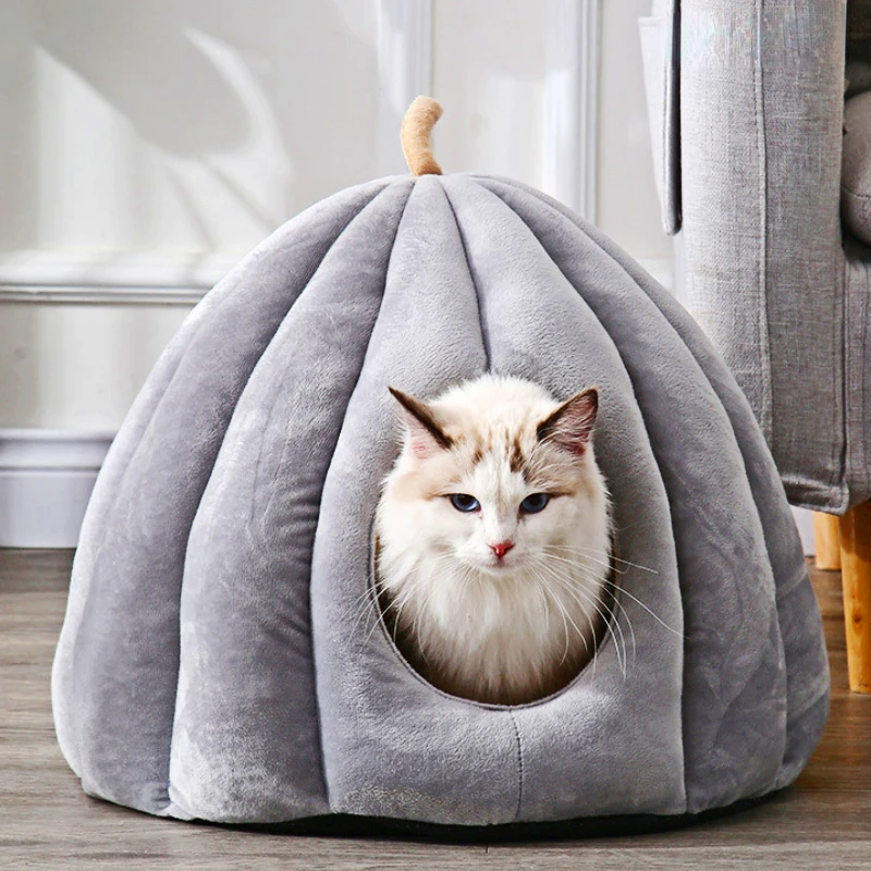 

Cute Cat Kennel Winter Warm Fully Enclosed Comfortable Sleeping House Pumpkin Cat Nest Leisure Pet Bed Supplies Pet Items