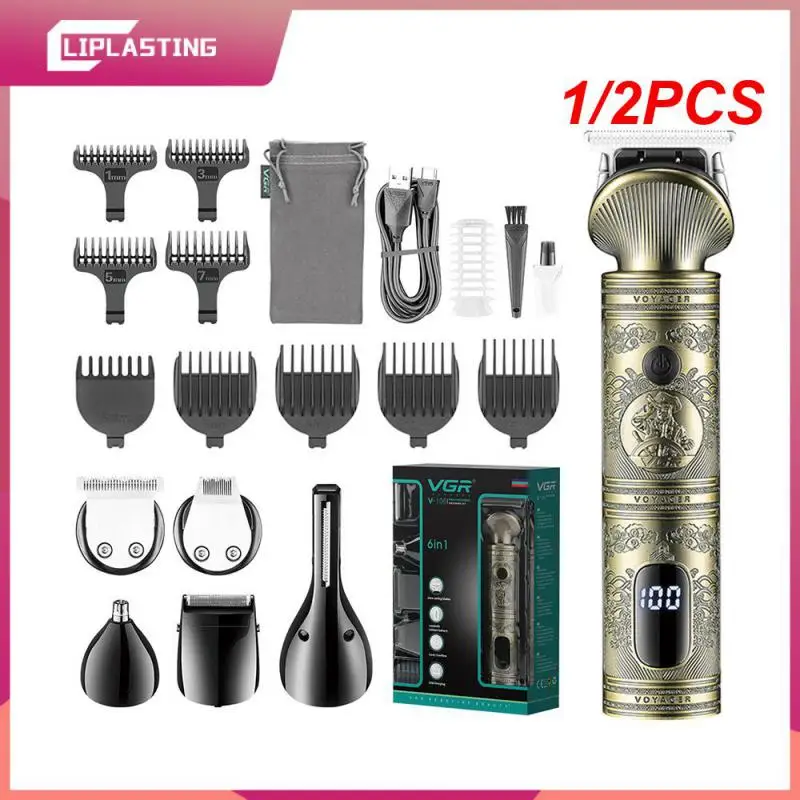 

1/2PCS Hair Trimmer Professional Hair Cutting Machine Cordless Haircut Vintage Hair Clippers Digital Display Clipper for Men