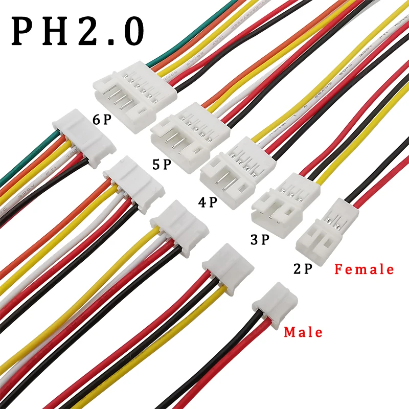 5Pair Micro JST PH2.0 Male Female Wire Connector 2.0mm 2/3/4/5/6Pin JST Plug Jack Terminal Cable Wire Connector 26AWG 10/15/20CM
5Pair Micro JST PH2.0 Male Female Wire Connector 2.0mm 2/3/4/5/6Pin JST Plug Jack Terminal Cable Wire Connector 26AWG 10/15/20CM