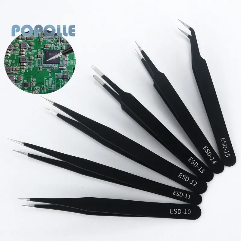 Stainless Steel ESD Precision Tweezers Kit Repair Tool Kit ESD Model Making Tool Bending Manual Tool Kit
Stainless Steel ESD Precision Tweezers Kit Repair Tool Kit ESD Model Making Tool Bending Manual Tool Kit