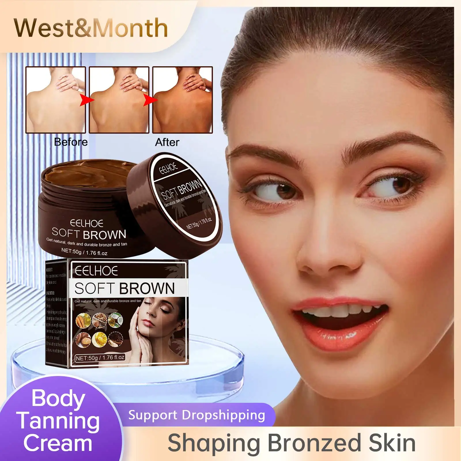 

Body Bronzer Self Tanning Cream Effective Sunbathe Outdoor Sunless Natural Looking Tan Daily Long Lasting Gradual Tanning Lotion