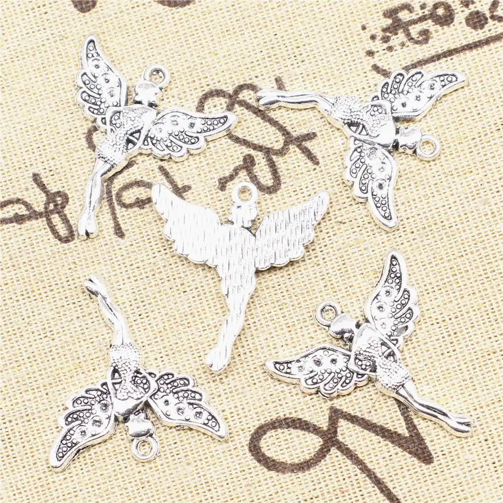 Аксессуары для сумки ювелирных изделий, подвески, ангел, античное серебро, женский кулон 30x32 мм, 3 шт.