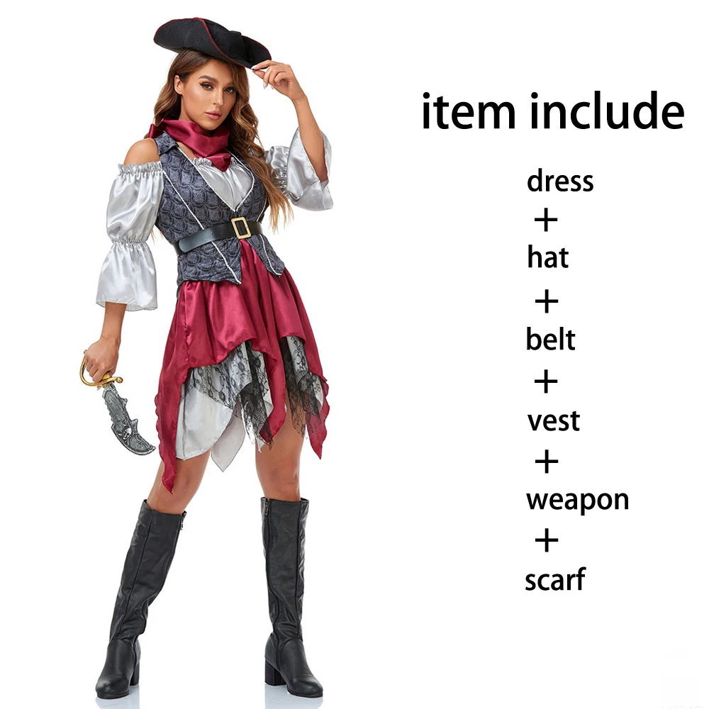 

Halloween Women Sexy Pirates of the Caribbean Costume Pirate Cosplay Outfit Carnival Family Hen Party Fantasia Fancy Dress