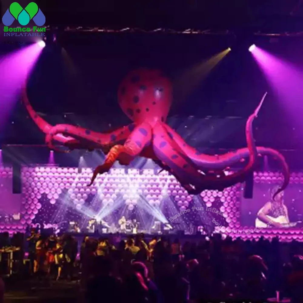 

Factory Hanging Large Purple Inflatable Octopus With Led Jellyfish Balloon Party Nightclub Pub Bar Decoration Props For Sale
