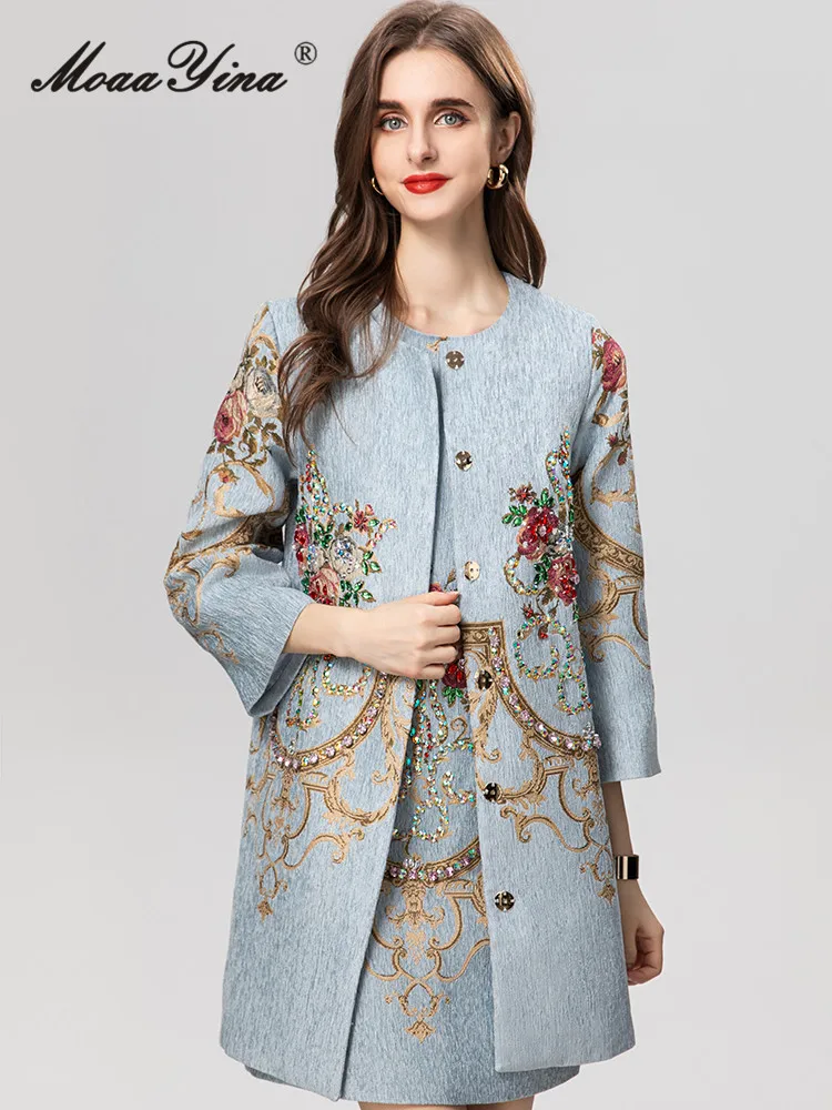 MoaaYina Winter Fashion Designer Luxury Floral Print Dress Women's O Neck Diamond Slim Mini Tank Dresses+Long Coats 2 Pieces Set
MoaaYina Winter Fashion Designer Luxury Floral Print Dress Women's O Neck Diamond Slim Mini Tank Dresses+Long Coats 2 Pieces Set