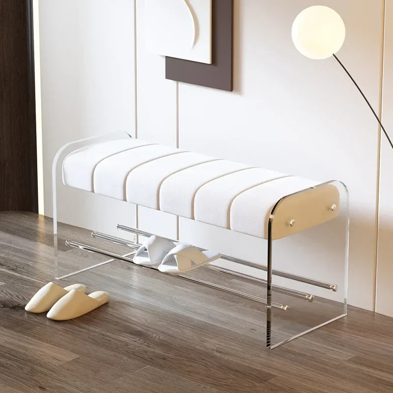 

Light Luxury Creative Shoe Changing Stool Ins Transparent Acrylic Bench Bedroom Cloakroom Simple Home Doorway Footstool