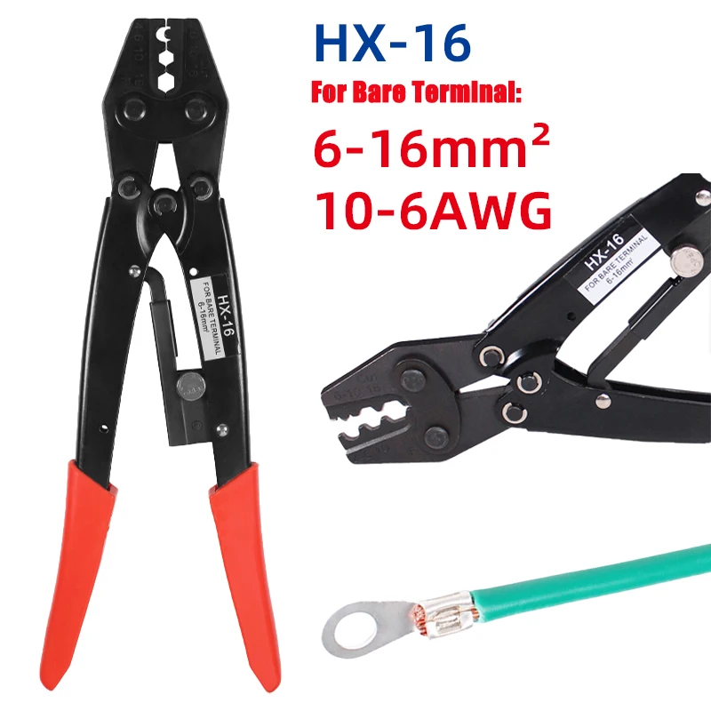 

1pcs Ratchet Crimping Pliers Terminals Crimper 6-16mm Crimp Pliers Wire Connector Electrician Tool Brass for Bare Terminal UT OT