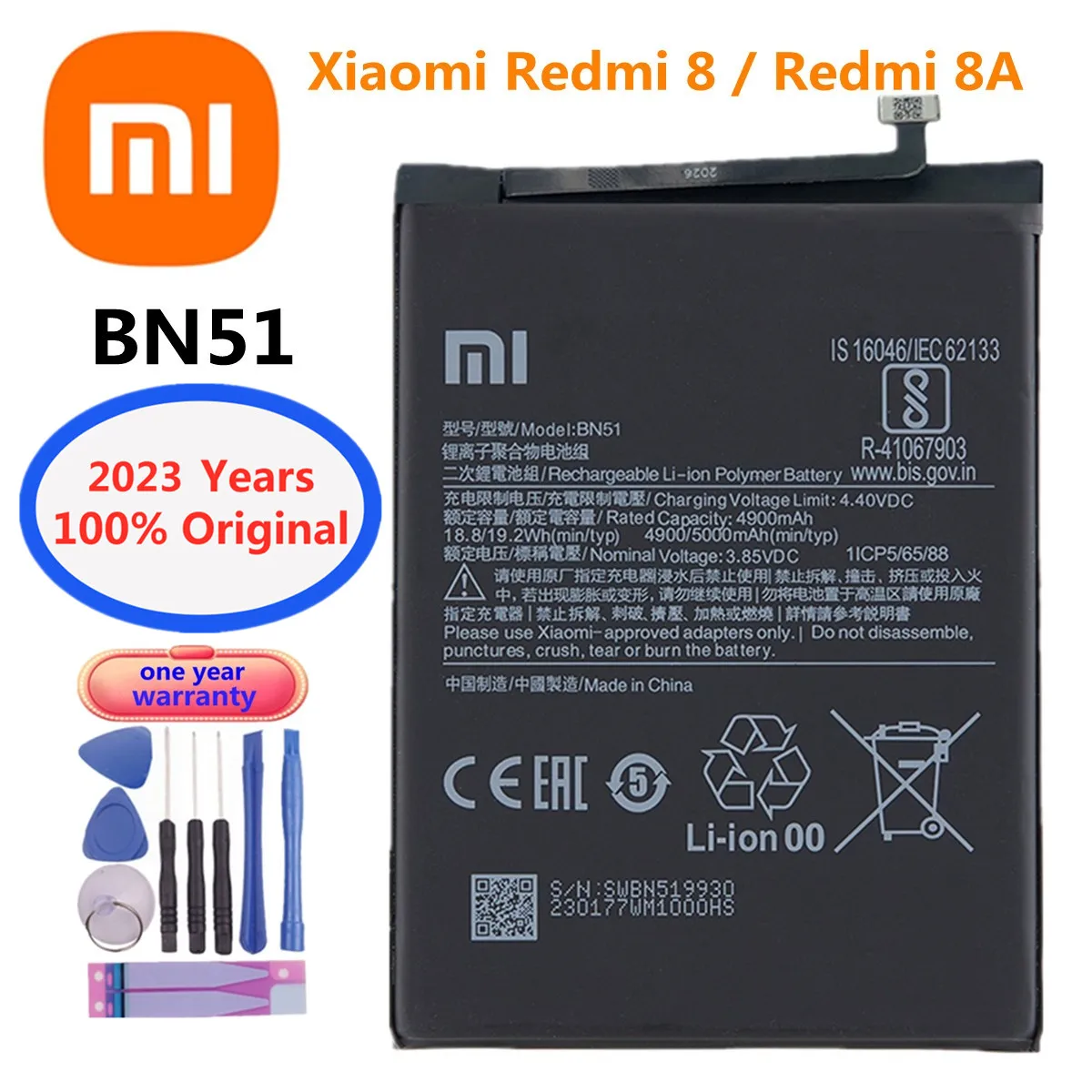 New 100% Xiao Mi Original Replacement Battery 5000mAh BN51 For Xiaomi Redmi 8 Redmi 8A Redmi8 Phone Battery + Tracking Number
New 100% Xiao Mi Original Replacement Battery 5000mAh BN51 For Xiaomi Redmi 8 Redmi 8A Redmi8 Phone Battery + Tracking Number