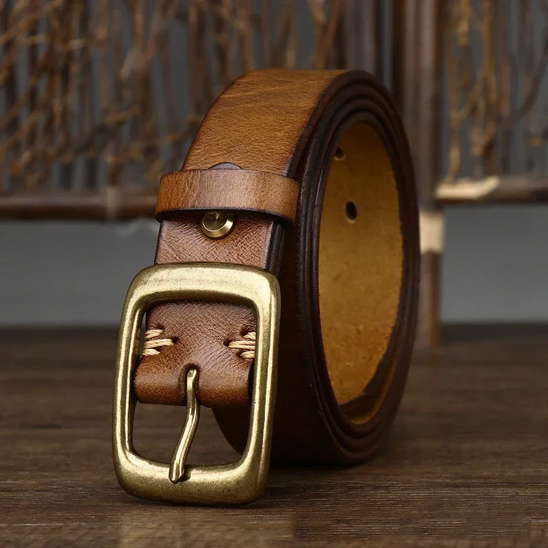 TAFN 3.3CM Men's Genuine Leather Belt Luxury Designer Brass Pin Buckle Belts Pure Cowskin Vintage Strap Male Jeans for Man Women
TAFN 3.3CM Men's Genuine Leather Belt Luxury Designer Brass Pin Buckle Belts Pure Cowskin Vintage Strap Male Jeans for Man Women