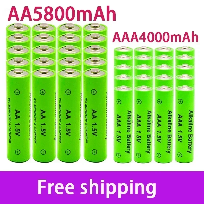 

AA + AAA Rechargeable AA 1.5V 5800mAh / 1.5V AAA 4000mah Alkaline Battery Flashlight Toys Watch MP3 Player Replace Ni-Mh Battery