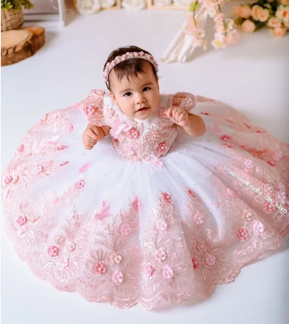 

Flower Girl Dresses For Photoshoot Tulle Litter Kids Pageant Gown Birthday Party Floral First Communion Dress