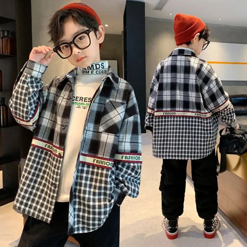 Teen Boys Clothes Fashion Letter Print Patchwork Blouse Autumn Winter Plush Warm Top Long Sleeve Shirt Children's Clothing 4-14Y
Teen Boys Clothes Fashion Letter Print Patchwork Blouse Autumn Winter Plush Warm Top Long Sleeve Shirt Children's Clothing 4-14Y
