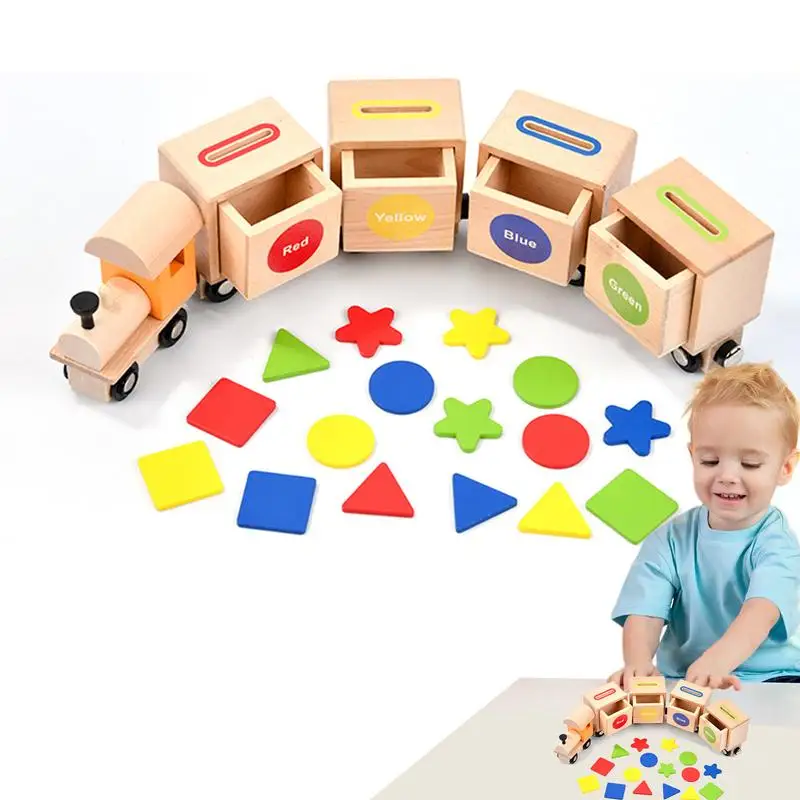 

Magnetic Trains Magnetic Wooden Train Cars Montessori Color Shape Sorting Toys For 2 3 4 Year Old Boys And Girls Toddler