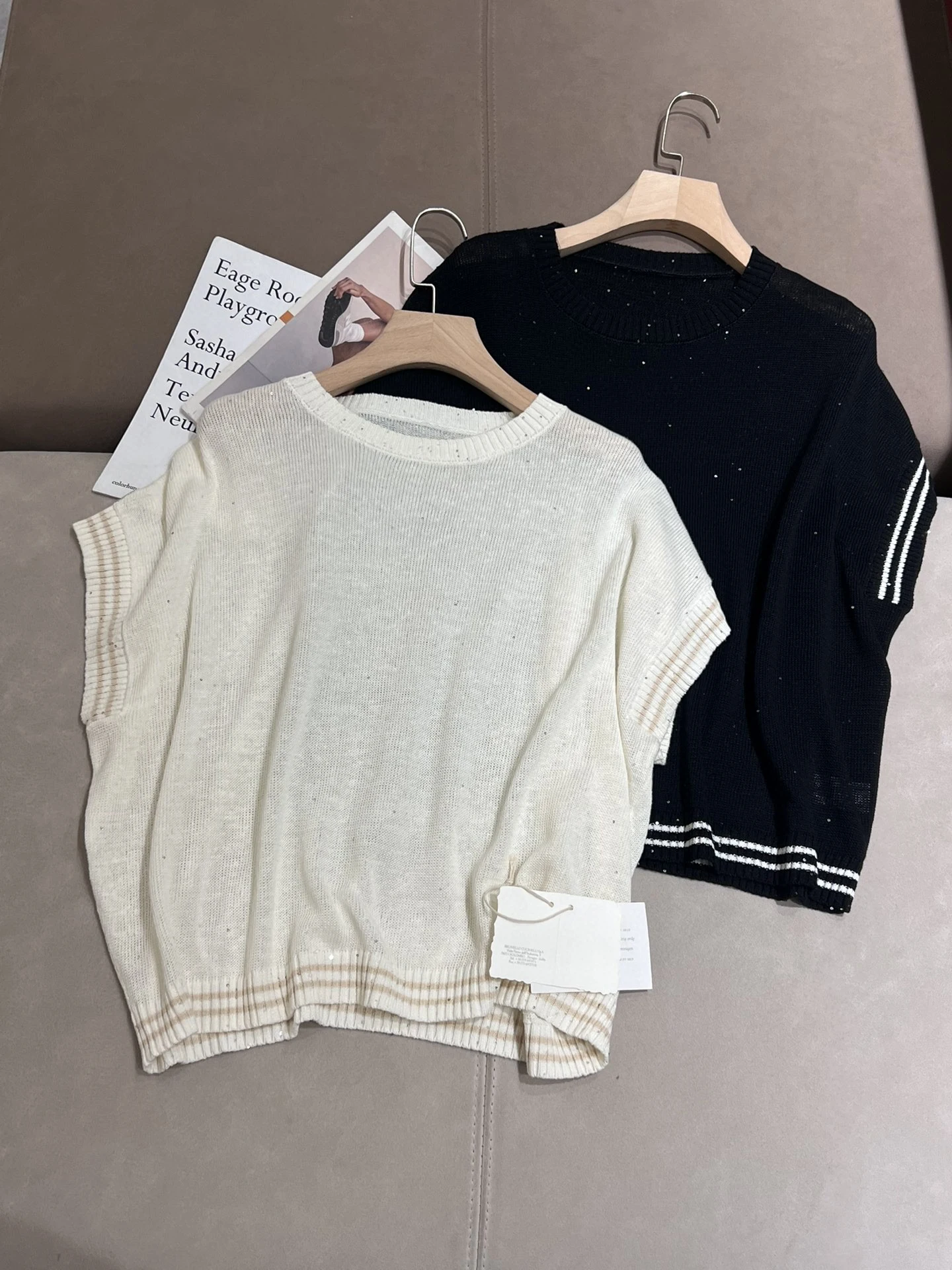 Summer 2024 B*C Women's O-Neck Pullover Shoulder Sleeve Sequined Thin Knitting Top's Female Casual Loose Clothes
Summer 2024 B*C Women's O-Neck Pullover Shoulder Sleeve Sequined Thin Knitting Top's Female Casual Loose Clothes