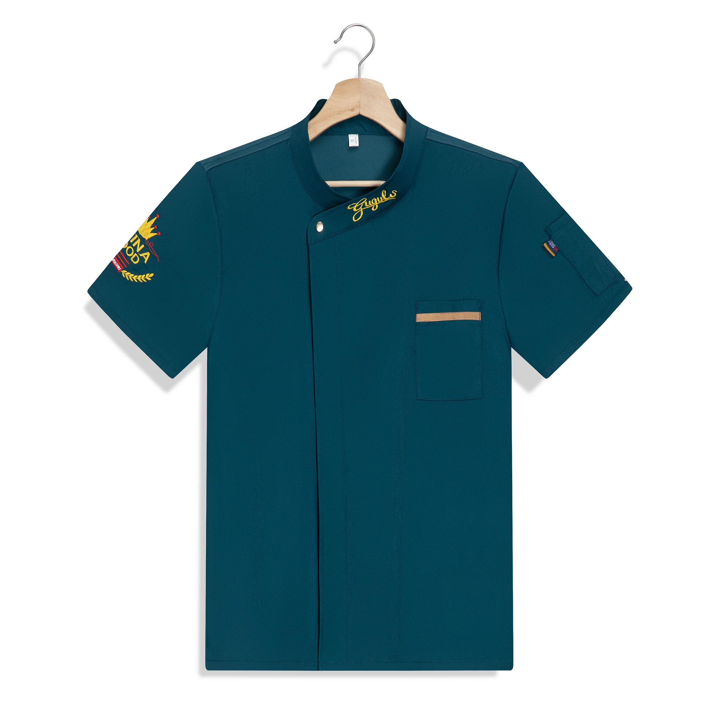 Unisex chef uniform jacket short sleeve chef T-shirt restaurant Uniform Bakery Food Service Breathable new Cooking clothes logo
Unisex chef uniform jacket short sleeve chef T-shirt restaurant Uniform Bakery Food Service Breathable new Cooking clothes logo