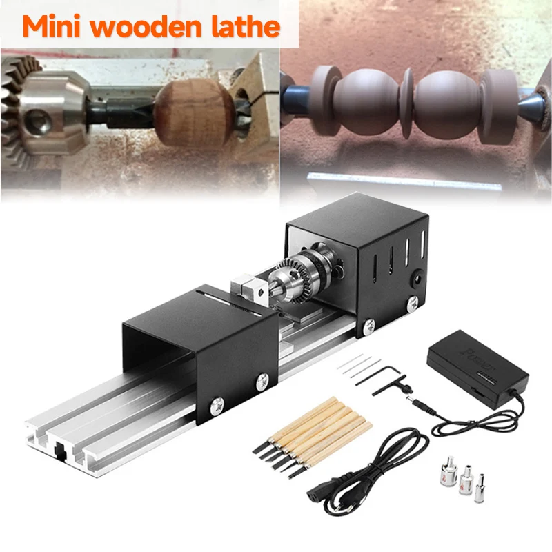 

24V Mini Lathe Machine Buddha Bead Polishing Tool Miniature Lathe Grinding Polishing Beads Rotary Wood Drill For DIY Woodworking