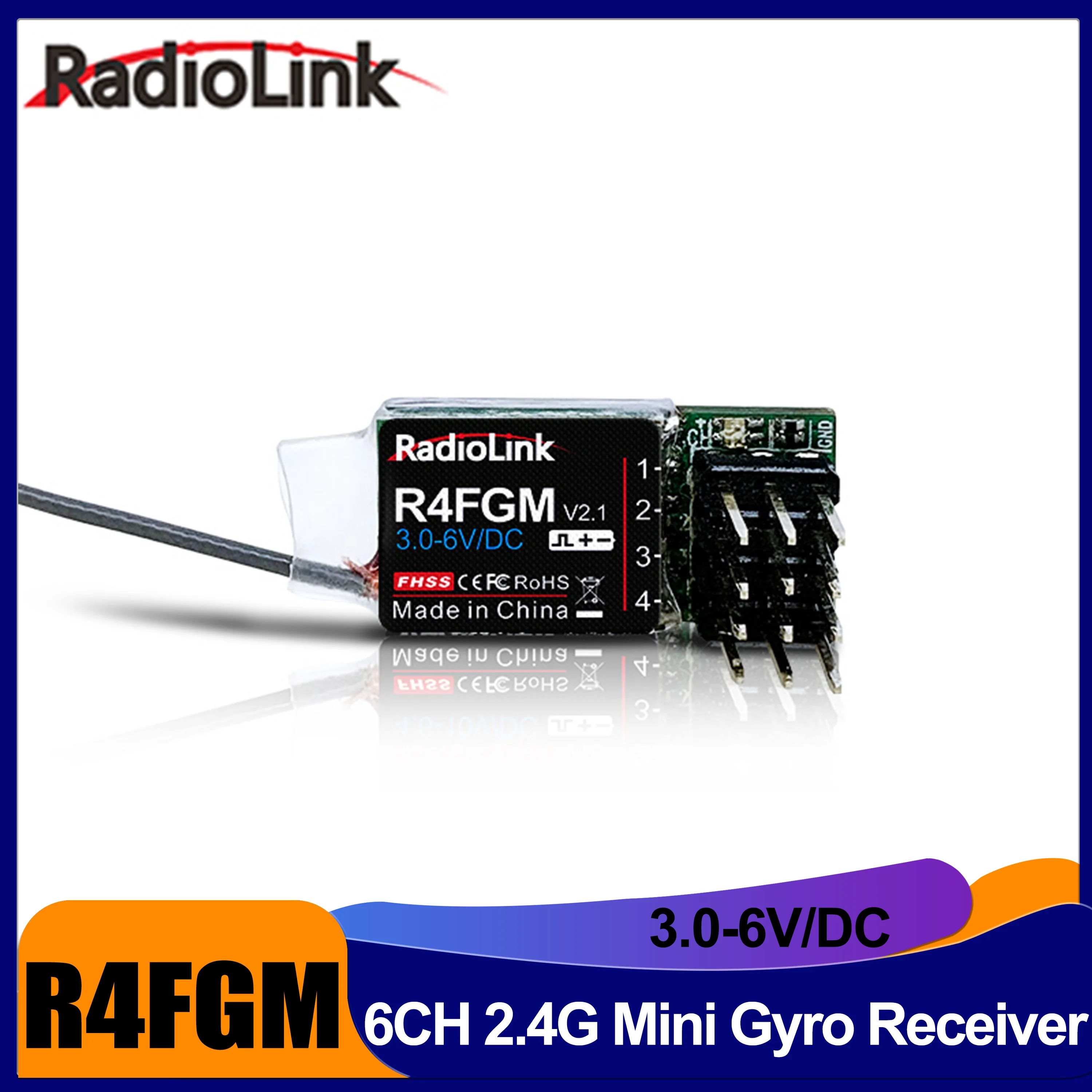 

Radiolink R4FGM V2.1 4CH Gyro 2.4G Mini Receiver for Micro RC Cars Boat Toy Airplane RC4GS/RC6GS//RC4G/T8FB/T8S/RC8X Transmitter
