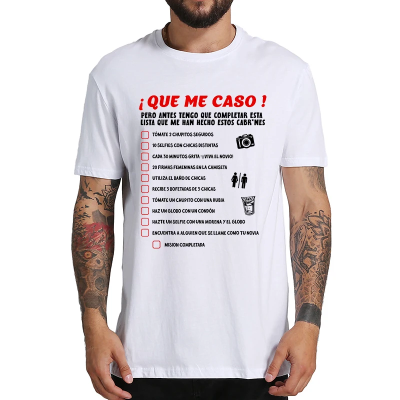 Bachelor Party Challenge List Request T Shirt Funny Wedding Groom Tshirt For Men 100% Cotton EU Size Homme Camiseta
Bachelor Party Challenge List Request T Shirt Funny Wedding Groom Tshirt For Men 100% Cotton EU Size Homme Camiseta