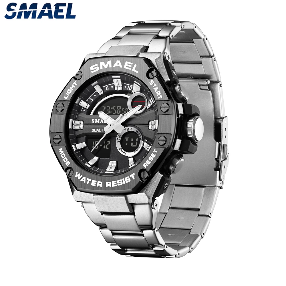 

Men Watch Bussiness Stainless Steel Quartz Watches f Men's Clock Waterproof 50M 8090 Quartz Wristwatches Fashion Sports Watch