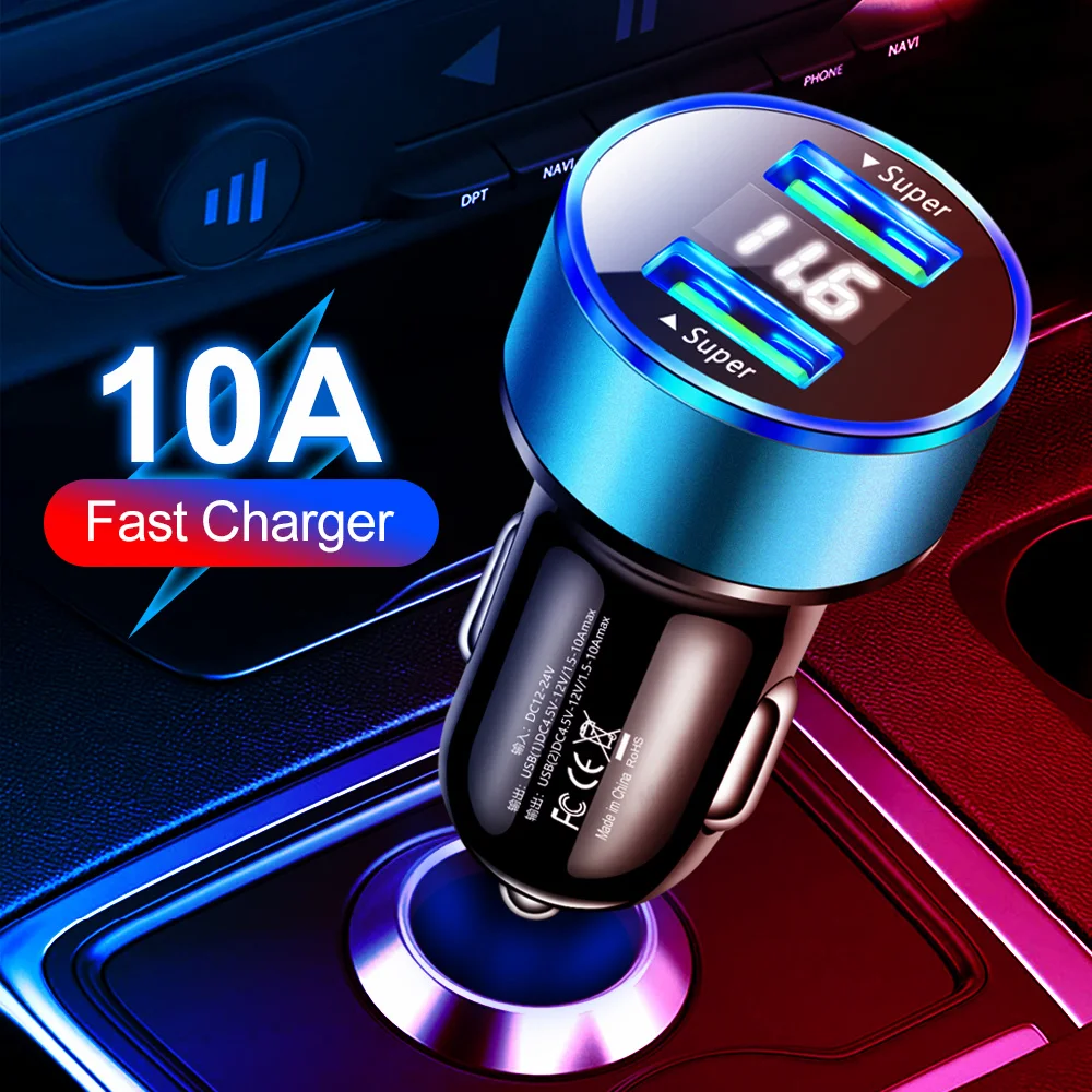 10A Car Charger Car Dual USB Phone Charger With LED Display Fast Charging Car Charger For iPhone 14 Xiaomi 13 Pro Samsung Huawei
10A Car Charger Car Dual USB Phone Charger With LED Display Fast Charging Car Charger For iPhone 14 Xiaomi 13 Pro Samsung Huawei