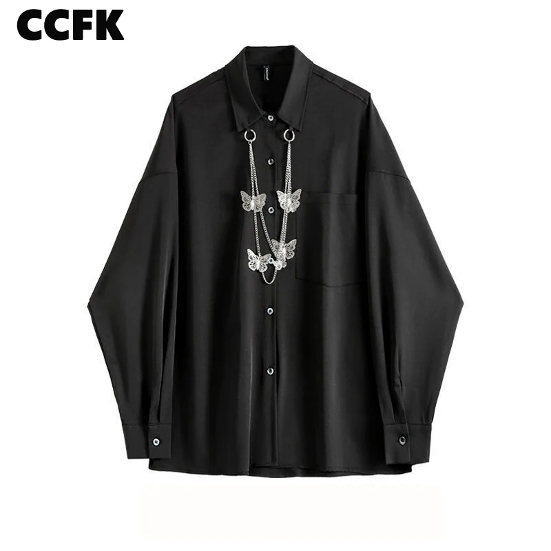 Gothic Clothing 2023 Chain Casual Shirts Black Techwear Punk Blouses Spring Autumn Egirl Clothes Oversized Top Y2k Aesthetic Emo
Gothic Clothing 2023 Chain Casual Shirts Black Techwear Punk Blouses Spring Autumn Egirl Clothes Oversized Top Y2k Aesthetic Emo