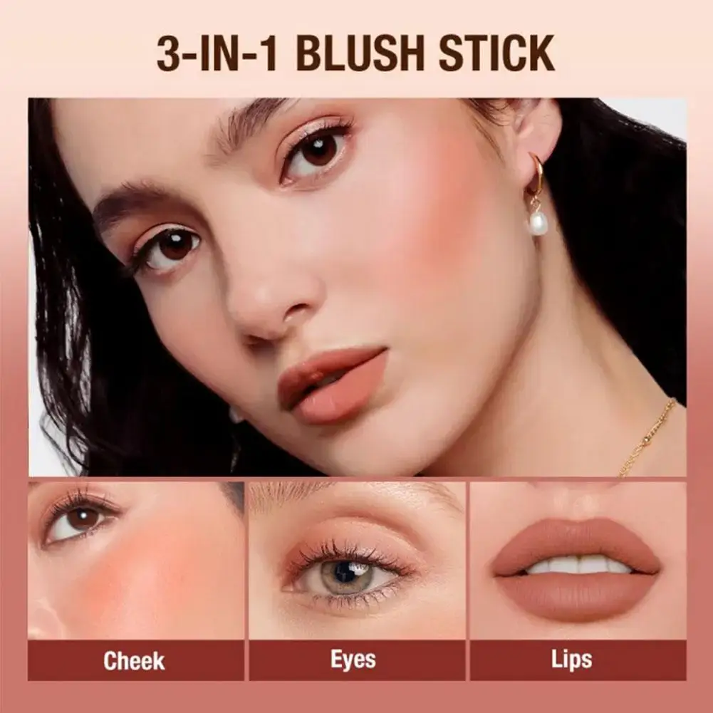 

O.TWO.O Lipstick Blush Stick 3-in-1 Eyes Cheek and Lip Tint Buildable Waterproof Lightweight Cream Multi Stick Makeup for W Q9L5