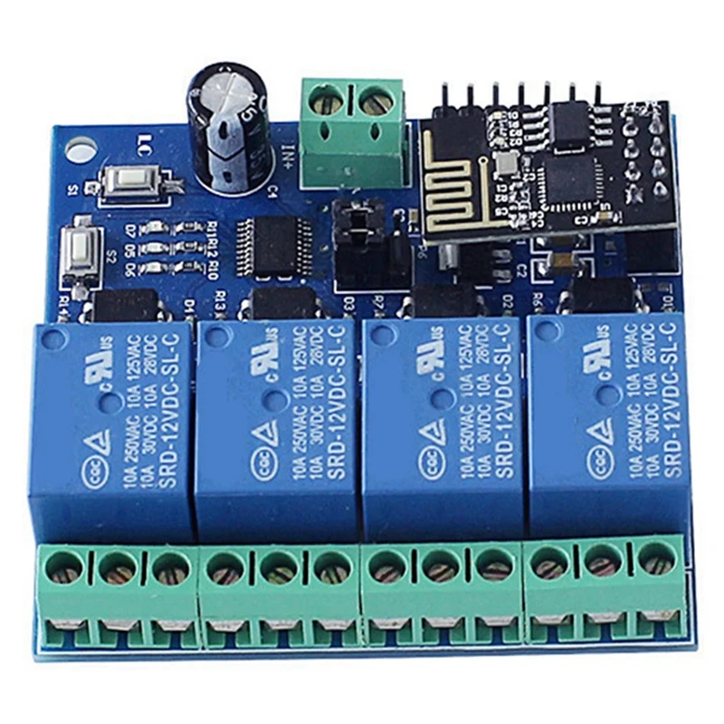 DC 12V ESP8266 ESP-01 4-Channel Relay Module Wifi Module For Iot Smart Home Mobile Phone APP Controller Wifi Relay
DC 12V ESP8266 ESP-01 4-Channel Relay Module Wifi Module For Iot Smart Home Mobile Phone APP Controller Wifi Relay