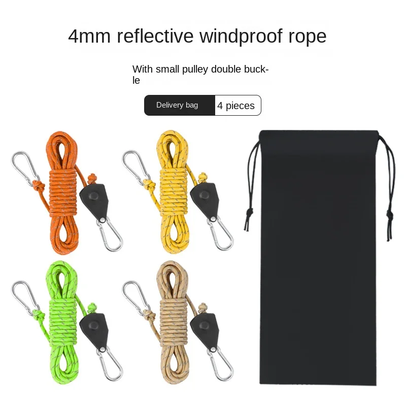 Camping Tent Rope, Windproof Rope with Pulley, Adjustment Buckle, Canopy Set up, Night Time, highly Reflective Wind Rope, 4mm
Camping Tent Rope, Windproof Rope with Pulley, Adjustment Buckle, Canopy Set up, Night Time, highly Reflective Wind Rope, 4mm