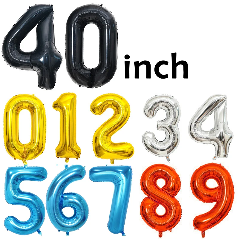 

NEW 40Inch Big Foil Birthday Balloons Helium Number Balloon 0-9 Happy Birthday Wedding Party Decorations Shower Globos Decor