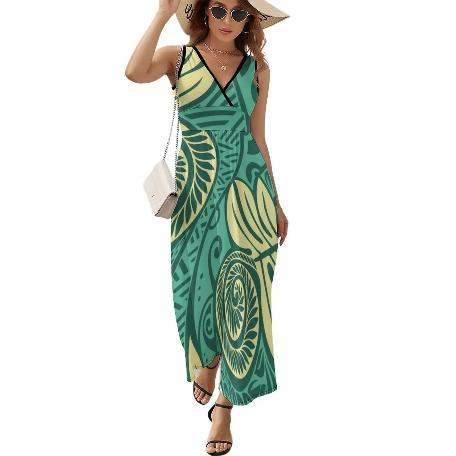 Hawaiian ulu breadfruit turquoise blue cream design Sleeveless Dress luxury woman evening dress elegant women's sets
Hawaiian ulu breadfruit turquoise blue cream design Sleeveless Dress luxury woman evening dress elegant women's sets