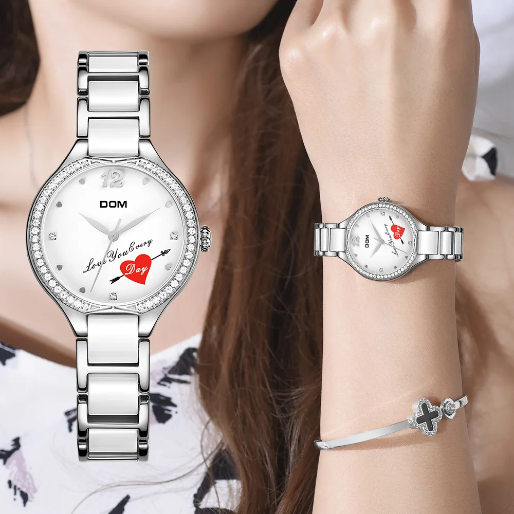 DOM Women Watch Diamonds Wrist Watches Ceramics Watchband Top Luxury Brand Dress Ladies Geneva Quartz Clock waterproof G-1271
DOM Women Watch Diamonds Wrist Watches Ceramics Watchband Top Luxury Brand Dress Ladies Geneva Quartz Clock waterproof G-1271