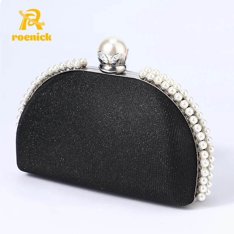 

ROENICK Women Vintage Banquet Day Clutch With Chain Party Club Dinner Pearl Evening Bags Cocktail Wedding Red Handbags Purses