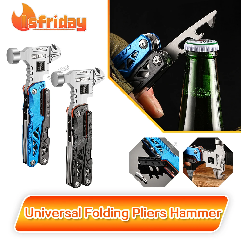 Universal Folding Pliers Hammer Outdoor Camping Multifunctional Round Head Hammer Stainless Steel Folding Nail Hammer Pliers
Universal Folding Pliers Hammer Outdoor Camping Multifunctional Round Head Hammer Stainless Steel Folding Nail Hammer Pliers
