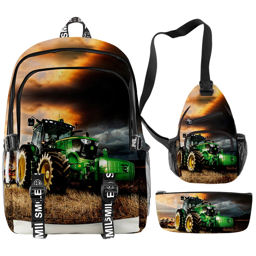 

Popular Youthful Anime Tractor Pattern 3D Print 3pcs/Set Oxford Waterproof Notebook multifunction Backpack Chest Bag Pencil Case